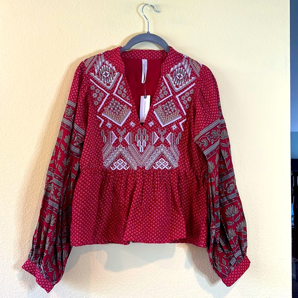 Anthropologie Embroidered Blouse